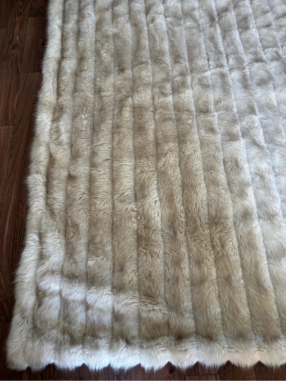Restoration Hardware RH Ultimate Faux Fur Plush Throw Blanket In Grey Wolf 60x80